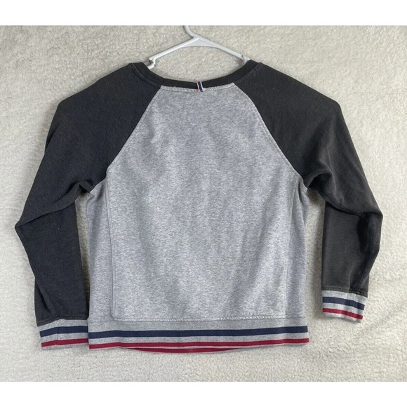 Champion Sweatshirt Womens Small ColorBlock Gray Pullover Raglan Crew Neck - Picture 2 of 6